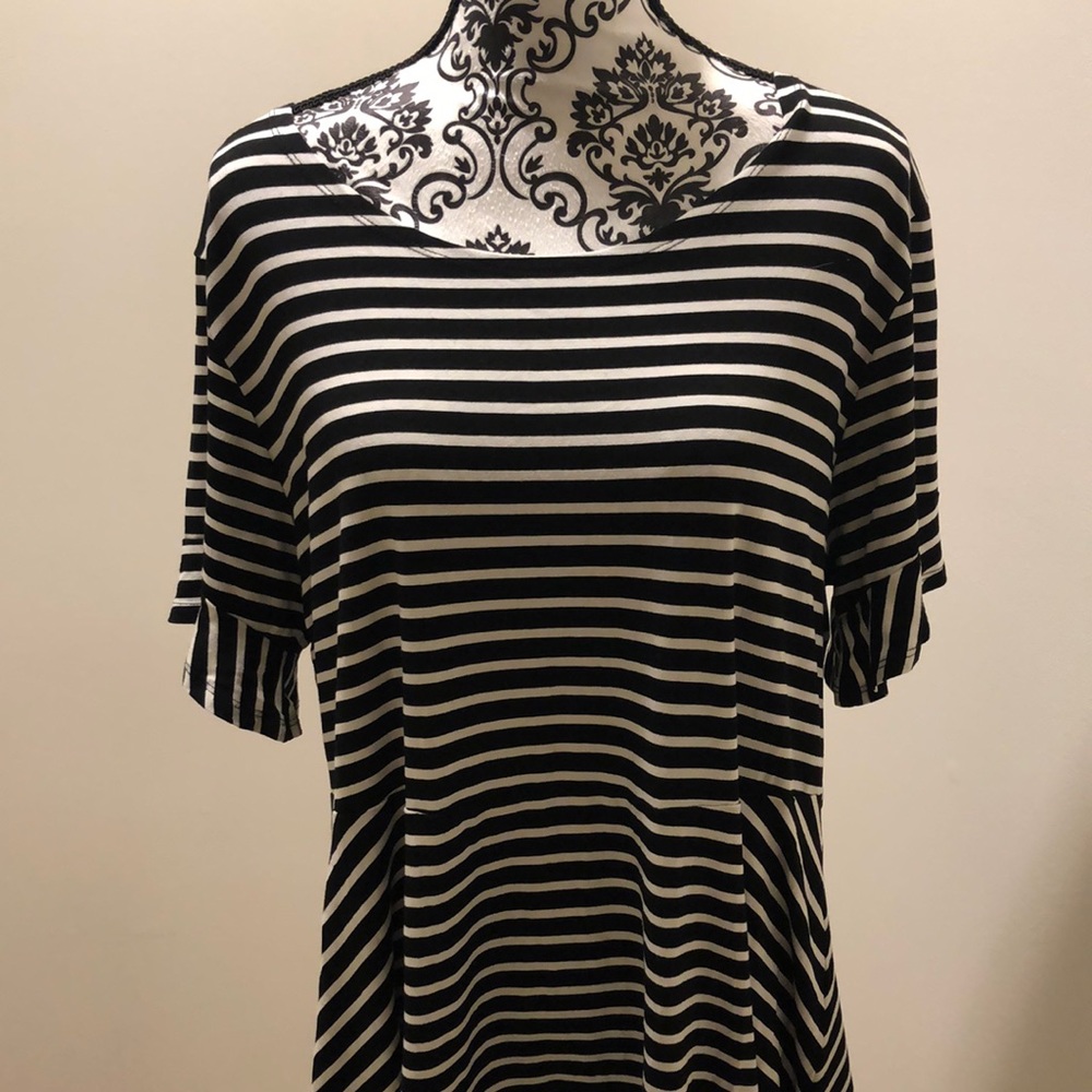 Chico’s black and white striped shirt